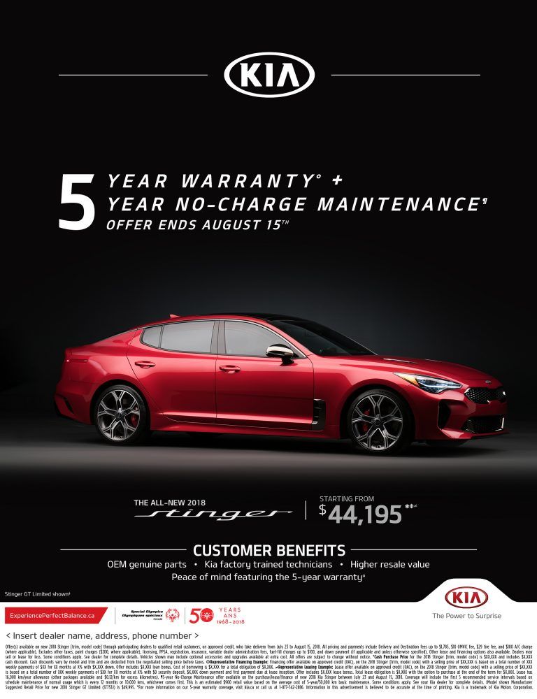 Stinger Complimentary Maintenance West Toronto Kia